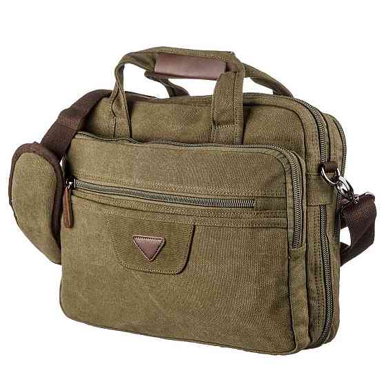 Сумка текстильная для ноутбука на два отделения Vintage 20180 Зеленая Киев