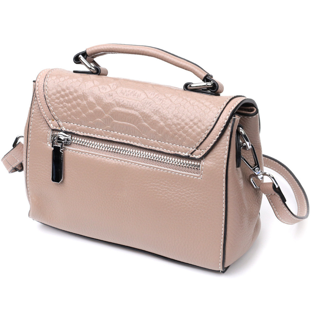 Женская кожаная сумка с интересной металлической защелкой Vintage 22418 Бежевый Киев - изображение 2