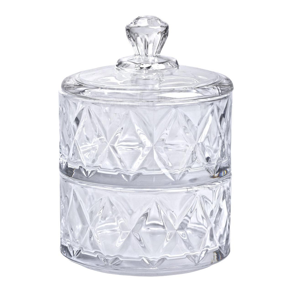 Двухуровневая стеклянная конфетница с крышкой 10 см Киев - изображение 2
