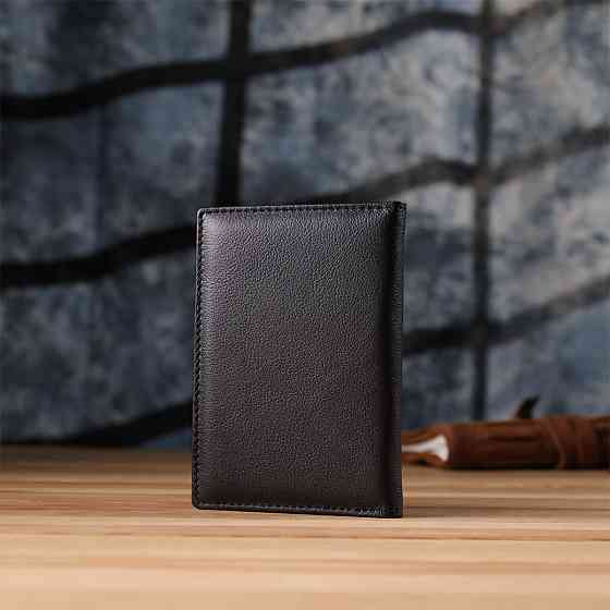 Стильная обложка на паспорт универсального формата из натуральной кожи ST Leather 23078 Черный Киев