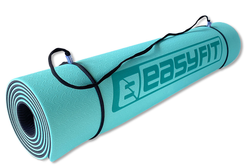 Килимок для йоги та фітнесу EasyFit TPE+TC 6 мм двошаровий + Чохол м'ятний-чорний Коломия - фото 9