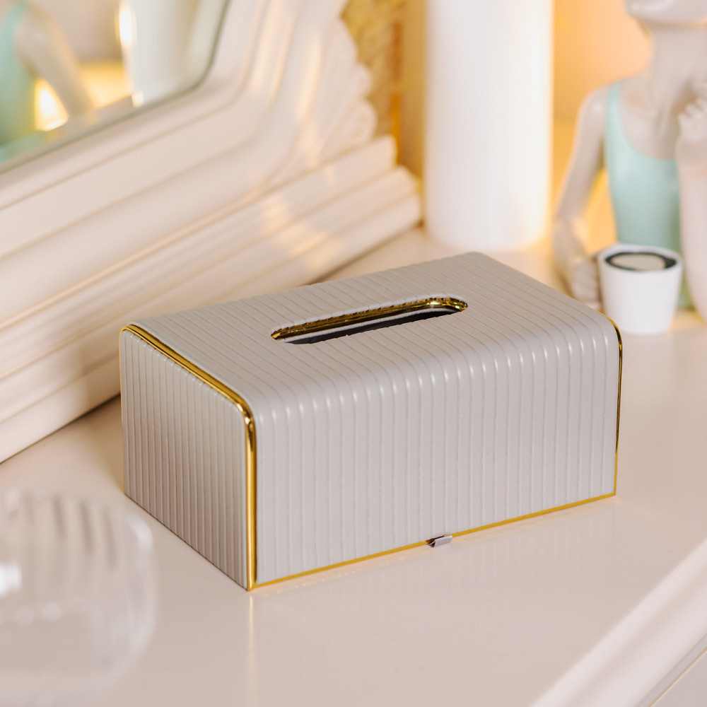 Yiwu Серветниця з еко шкіри 21.5х13х9 см органайзер для серветок на стіл Сірий HP-3-204G Коломия - фото 6