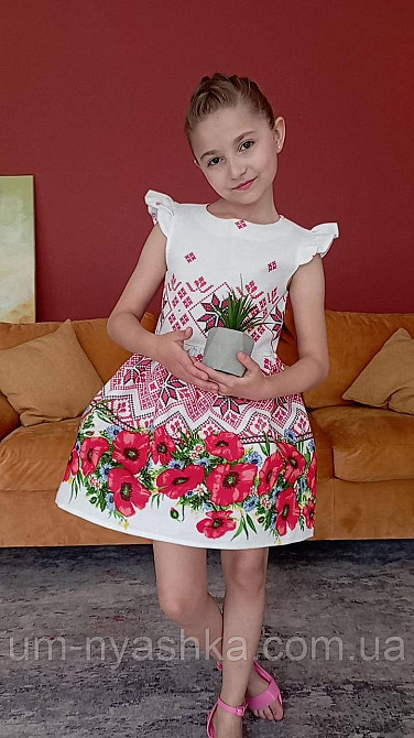 Дитяче українське плаття "Маки на білому" Кривий Ріг - фото 2