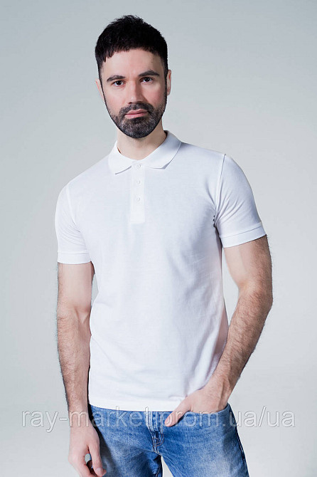 Поло классическое Stedman Lux Polo мужское белое (ST9060-WHI) L Киев - изображение 1