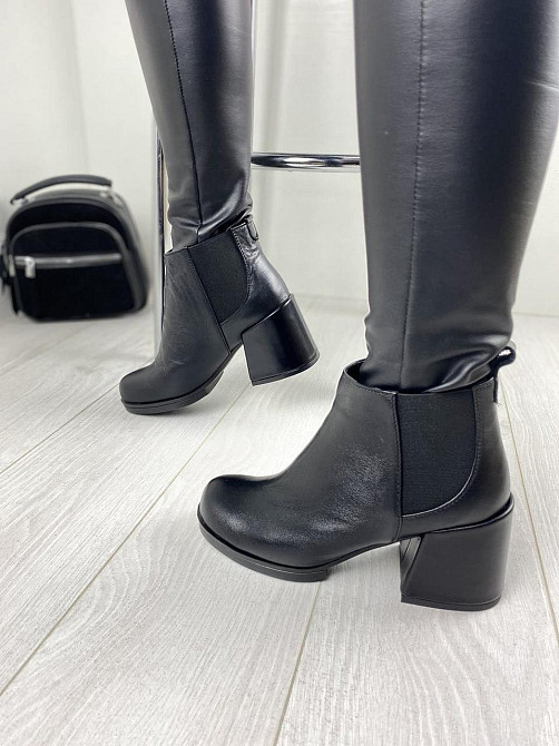 Черевики жіночі TWO STEPS чорні натуральна шкіра каблук 8см (2767) Коломия - фото 5