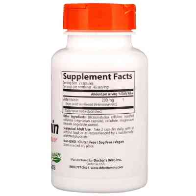 Трави Doctor&apos;s Best Артемізинін, Artemisinin, 100 мг, 90 гелевих капсул (DRB-00170) Вінниця