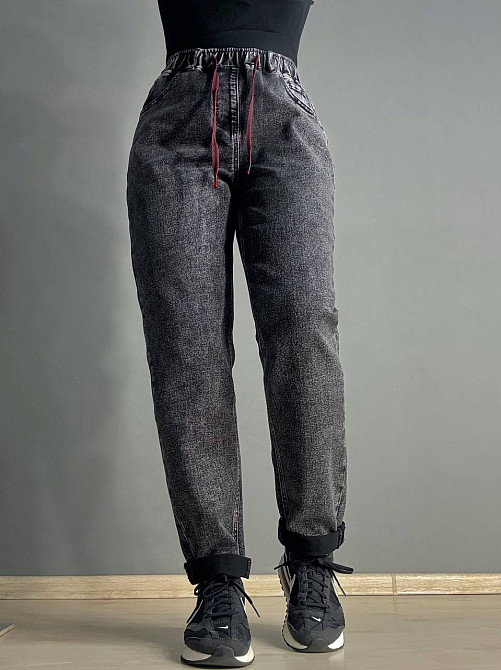 Джинсы женские Vanver 82033 MOM comfort jeans с резинкой на талии черные, черный, З6, 36, 101 см, 12 Одесса - изображение 4