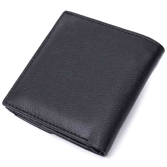 Жіночий гаманець середнього розміру із монетницею зовні із натуральної шкіри Чорний (ST Leather) Київ