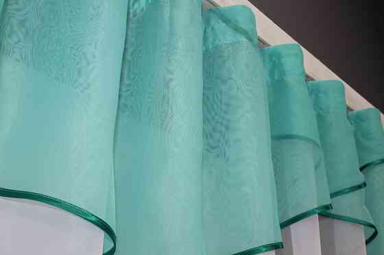 Кухонная занавеска VR-Textil № 00к белый с бирюзовым 280х170 см (59-890) Киев