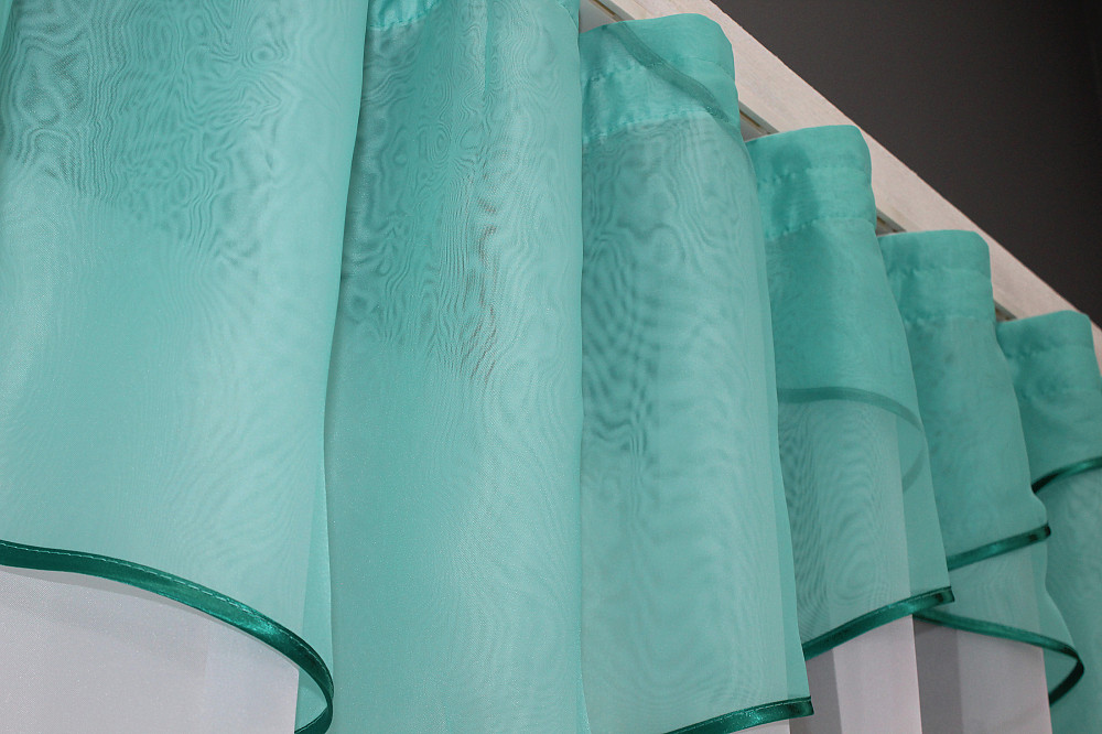 Кухонная занавеска VR-Textil № 00к белый с бирюзовым 280х170 см (59-890) Киев - изображение 4