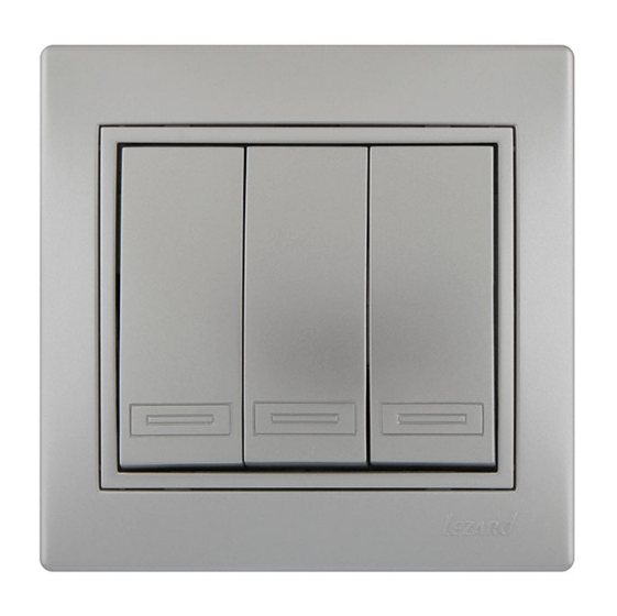 MIRA сірий металік Вимикач внутрішній 3кл зі вставкою Лезард Житомир - фото 1