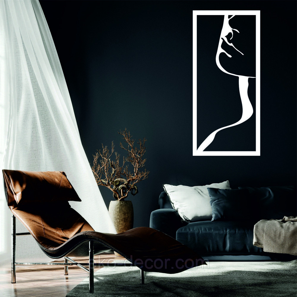 Декоративное настенное Панно «Силуэт женщины», Декор на стену 90*39 см, Белый Киев - изображение 1