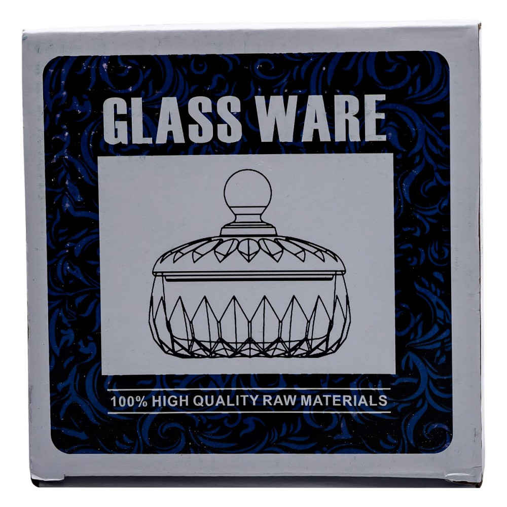 Yiwu Цукерниця з кришкою кругла скляна прозора HP-4-124 Київ - фото 3