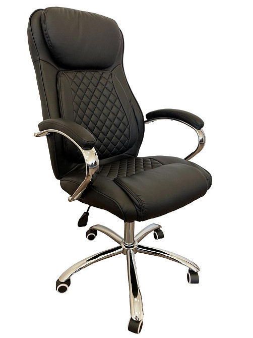 Офисное кресло руководителя Tehforward Lambo PU хром Anyfix Черный Киев - изображение 1