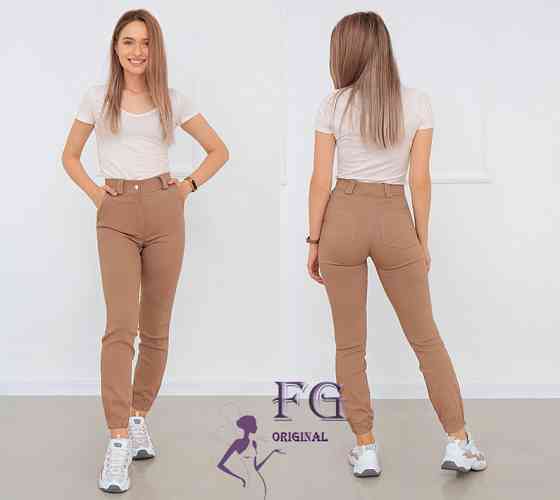 Жіночі брюки джогери "Elias" тонкі оптом | Норма | Розпродаж моделі 44, Бежевий Київ