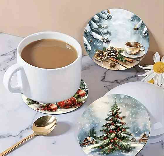 Комплект різдвяних підставок під чашки 6 шт №7 Смела