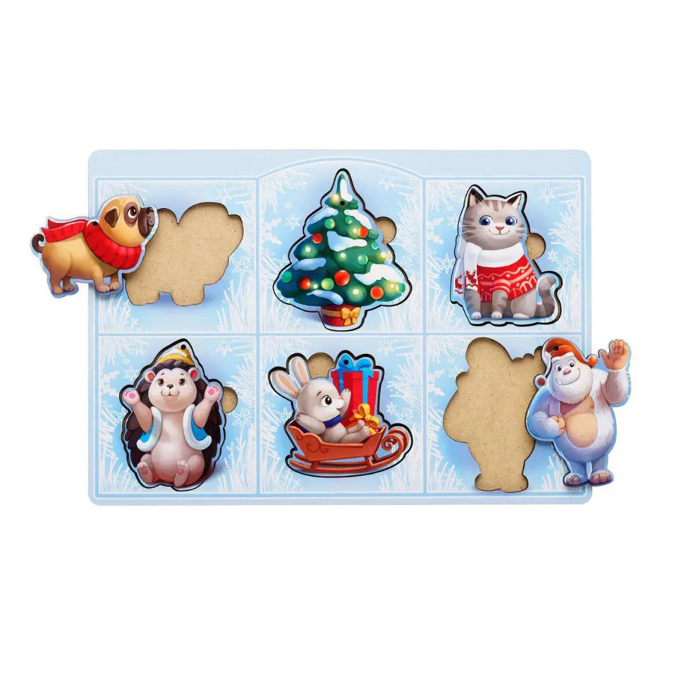 Розвиваючий пазл-вкладиш "Новорічний -2" (ПСФ014) PSF014, 6 картинок Вінниця - фото 1