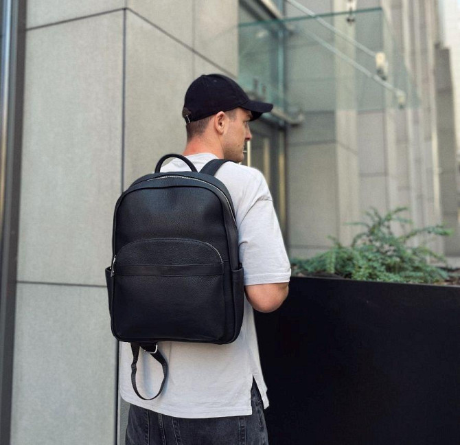 Мужской городской кожаный рюкзак черный Tiding Bag 60320 Киев - изображение 3