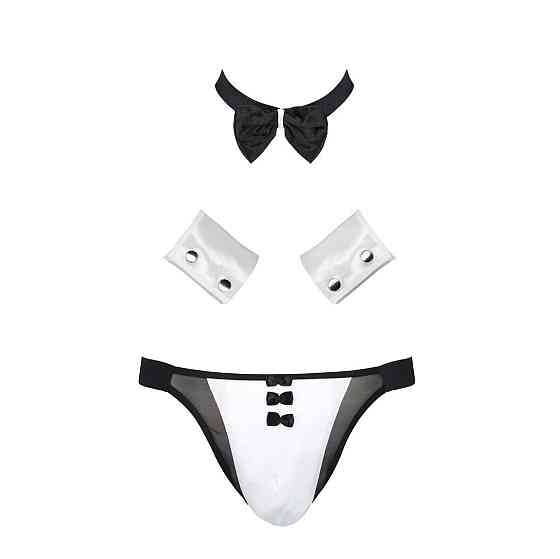 Комплект эротического мужского белья Passion 036 ALFRED XXL/XXXL Black, трусы, воротник, манжеты Sex Aura Киев