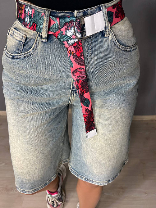 Шорти жіночі джинсові Liana 4-012 бермуди середня довжина з ременем блакитні, блакитний, 29, 29, 78 см, 108 см Київ - фото 7