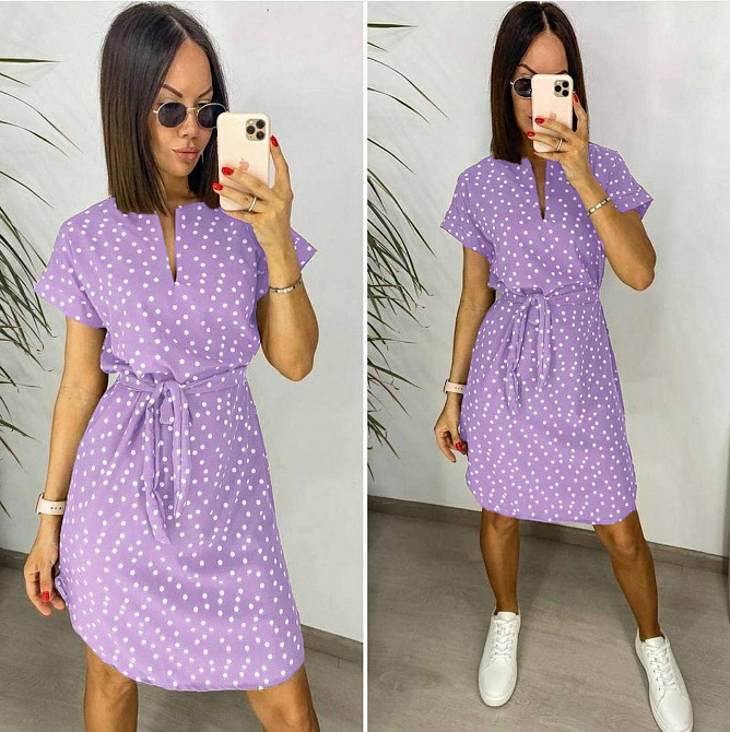 Легкое летнее платье в горошек 