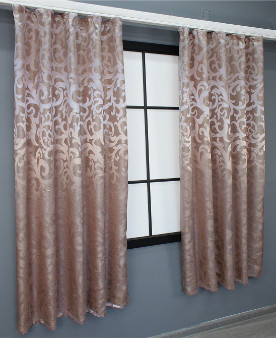 Комплект коротких штор VR-Textil Жаккард Вензель № 090ш Пудровый 130х170 см 2 шт (35-0013) Киев - изображение 4