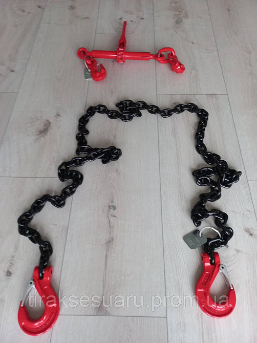 Цепь крепления груза d = 10, 3500 mm с натяжным механизмом (трещотка) Цепочка для крепления груза с крюками Луцк - изображение 2