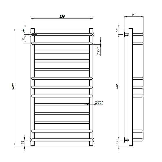 Рушникосушка водяна NAVIN Грандіс 500х1000 чорний муар Київ