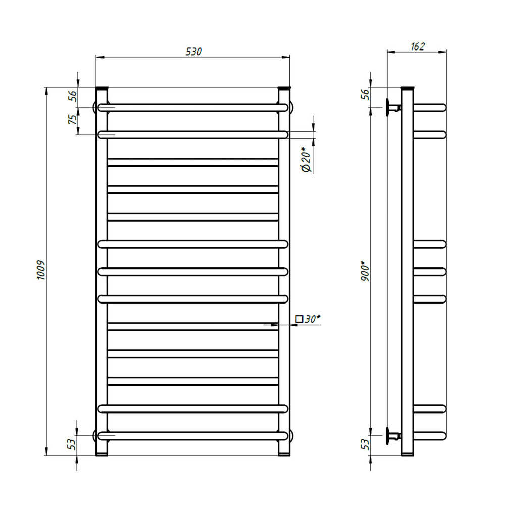 Рушникосушка водяна NAVIN Грандіс 500х1000 чорний муар Київ - фото 5