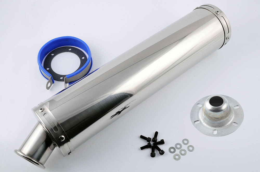 Глушник (тюнінг) 420 * 100mm, кріп. Ø78mm (нержавіюча сталь, хром, прямоток, mod:11) Київ - фото 1