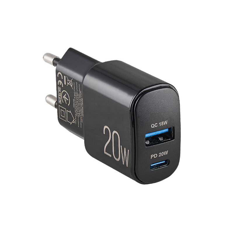 Мережевий зарядний пристрій Brevia ePower PD20W USB-C+USB-A чорний Львів - фото 2