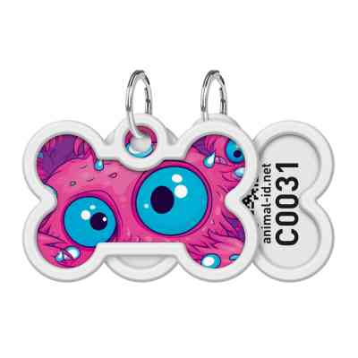 Адресник для тварин WAUDOG Smart ID з QR паспортом "Око монстра", кістка 40х28 мм (231-4049) Вінниця