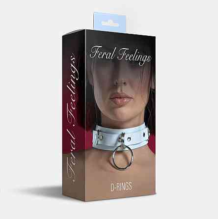 Ошейник для фиксации из натуральной кожи Feral Feelings - D-Rings White Sex Aura Киев