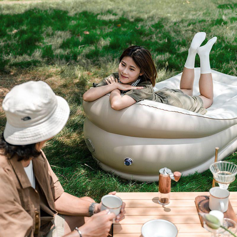 Матрац надувний одномісний з підголовником Naturehike CNK2300DZ020, бежевий Киев - изображение 7