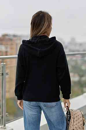 Тепла кофта худі оверсайз жіноча "Glen" | Норма та батал Чорний, 50-52 Київ