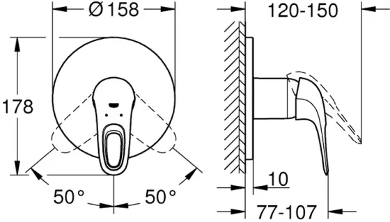 Смеситель скрытого монтажа для душа GROHE EUROSTYLE 24048003 Киев
