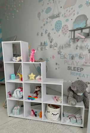 Дитячий стелаж Пірамідка полиця для книг та іграшок (4 яруси) Білий Київ