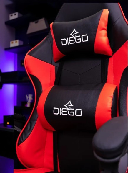 Ігрове комп'ютерне крісло DIEGO чорно червоного кольору ,ергономічне і масажером до 120 кг Львів - фото 6