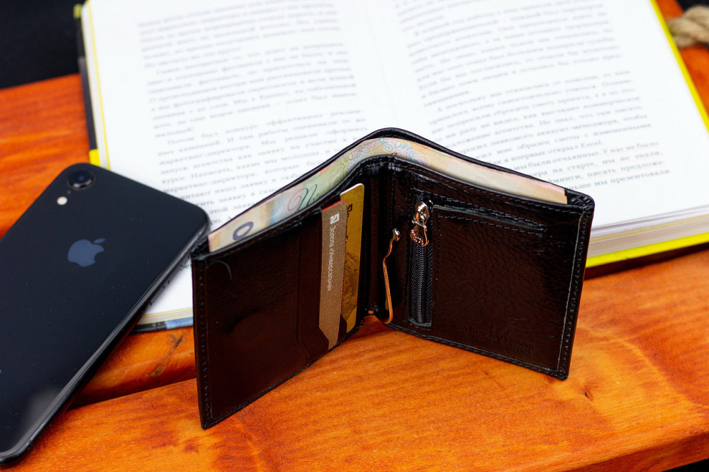 Черное маленькое портмоне на магните с зажимом MARCO COVERNA MC-101Н-1 Киев - изображение 20