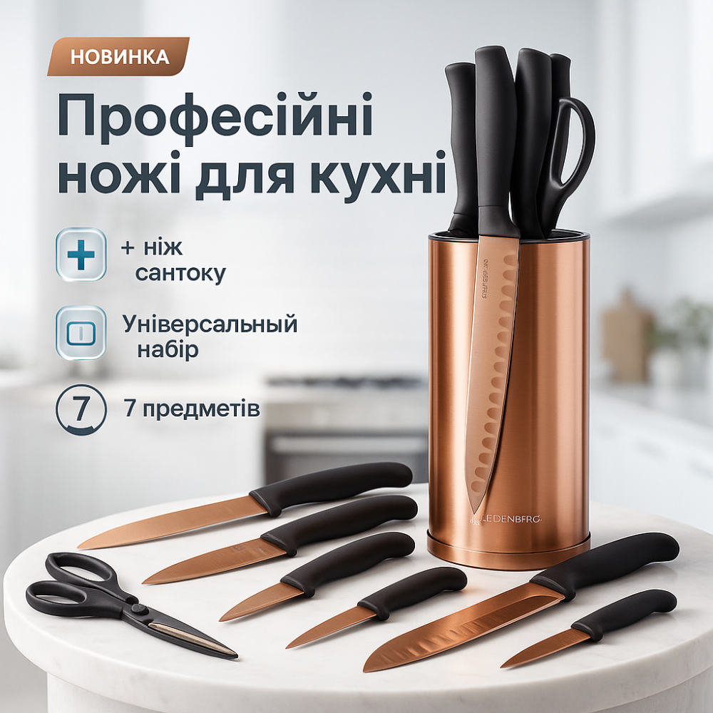 Набор кухонных ножей Edenberg EB-11026 7 предметов Brown UX-45 Львов - изображение 13