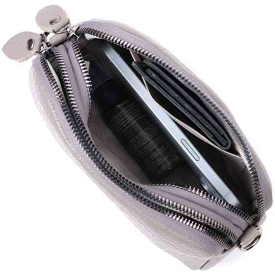 Невелика жіноча сумка на два відділення з натуральної шкіри Сірий (Vintage) Київ