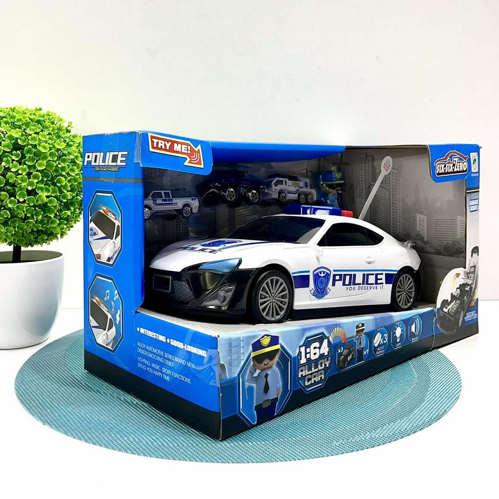 Набір з транспортом поліцейська Машина-гараж та 3 міні машинки звук світло (660-A206) Чернігів - фото 9