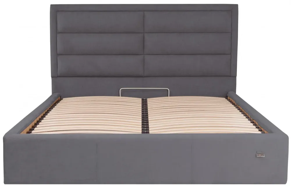 Ліжко Двоспальне Orlando Comfort 180 х 190 см Місті Dark Grey З підйомним механізмом та нішою для білизни Темно-сірий Київ - фото 1