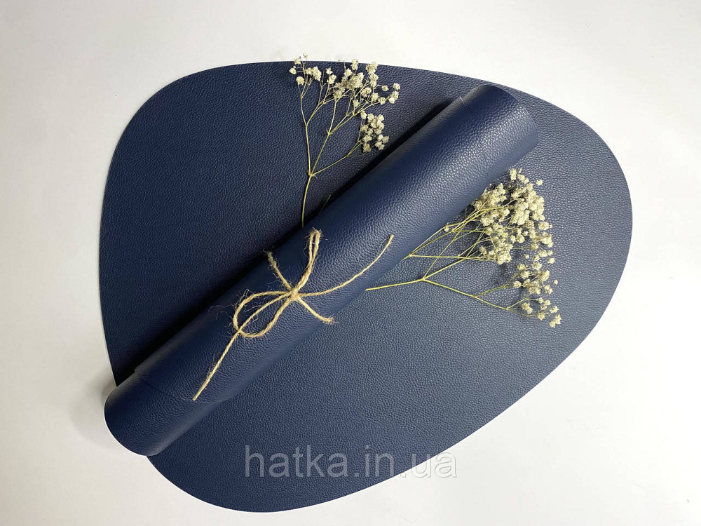 Салфетка под тарелку подтарельник PU кожа 37 см форма лепестка синяя Киев - изображение 1