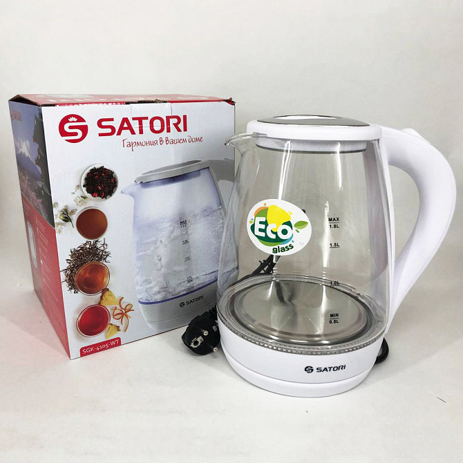 Бесшумный чайник Satori SGK-4105-WT 1.8 л 1500 Вт, Лучший KF-283 бюджетный электрочайник Киев - изображение 1