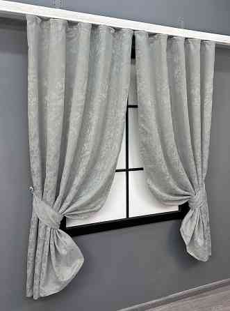 Комплект коротких штор VR-Textil Лен мрамор Pavliani ХО № 1263ш Светло-серый 130х170 см 2 шт (35-0200) Киев