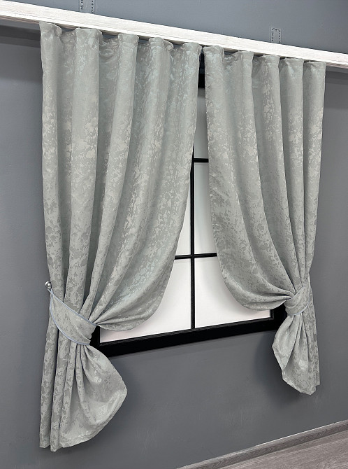 Комплект коротких штор VR-Textil Лен мрамор Pavliani ХО № 1263ш Светло-серый 130х170 см 2 шт (35-0200) Киев - изображение 2