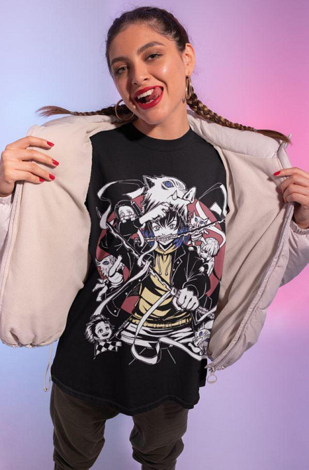 Футболка для мальчика аниме Истребитель демонов оверсайз (рост от 165 до 180 ) Черний AnimeJ1098m Днепр - изображение 4