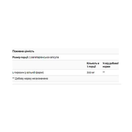 L-Tyrosine 500 mg - 100 vcaps Луцьк