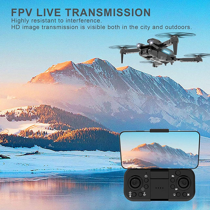 Дрон IDEA12 с 1080P камерой, коптер 360° с избеганием помех, FPV, складной квадрокоптер с сумкой le- Киев - изображение 7